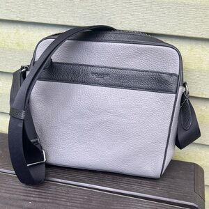 Coach Men's Leather Messenger Bag in Gray and Black-Never Used